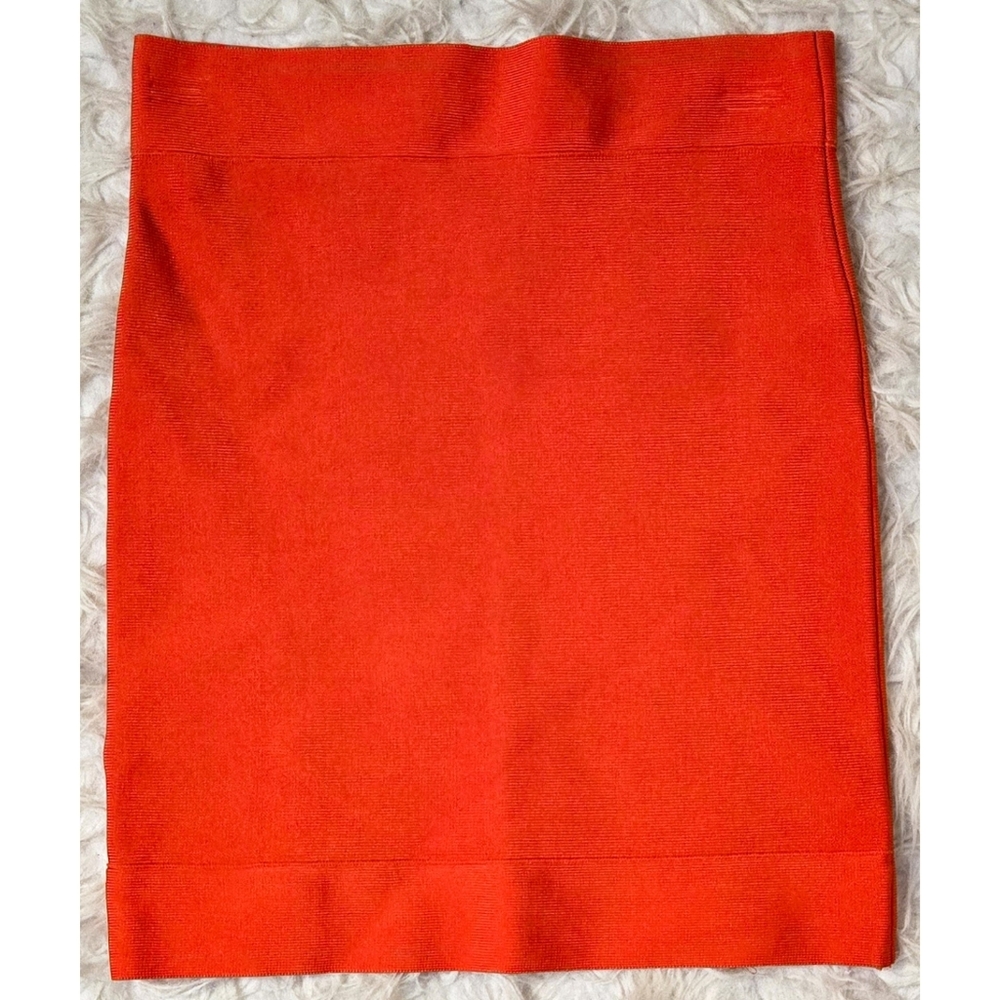 BCBG Max Azria Cathy Bandage Pencil Skirt Mini Bodycon Orange Stretch